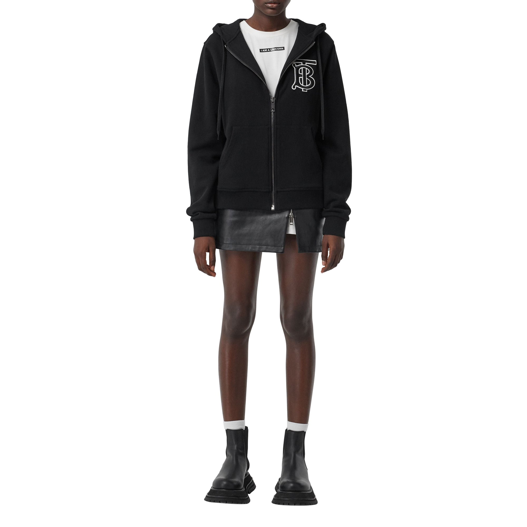Top à capuche oversize en coton - Black