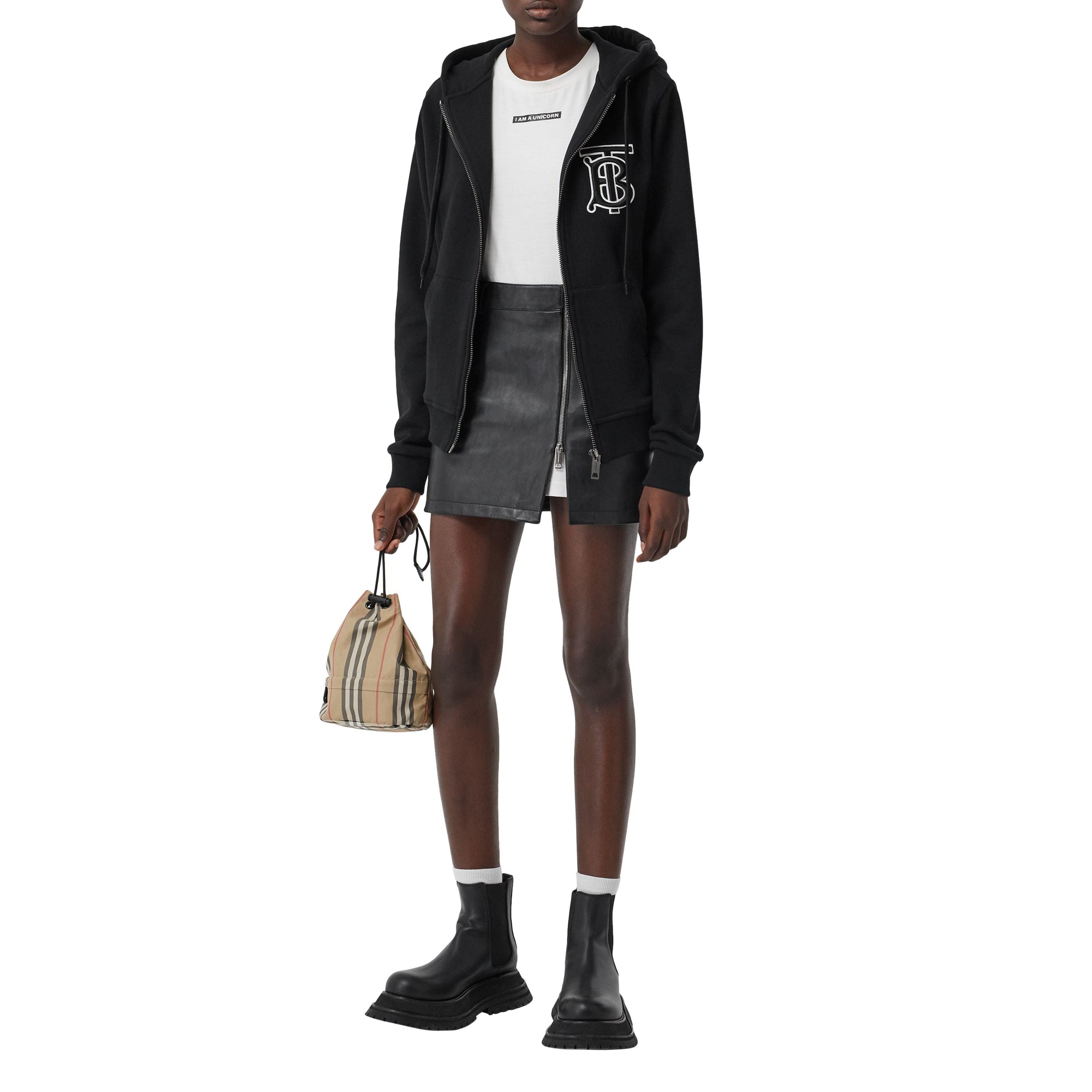 Top à capuche oversize en coton - Black