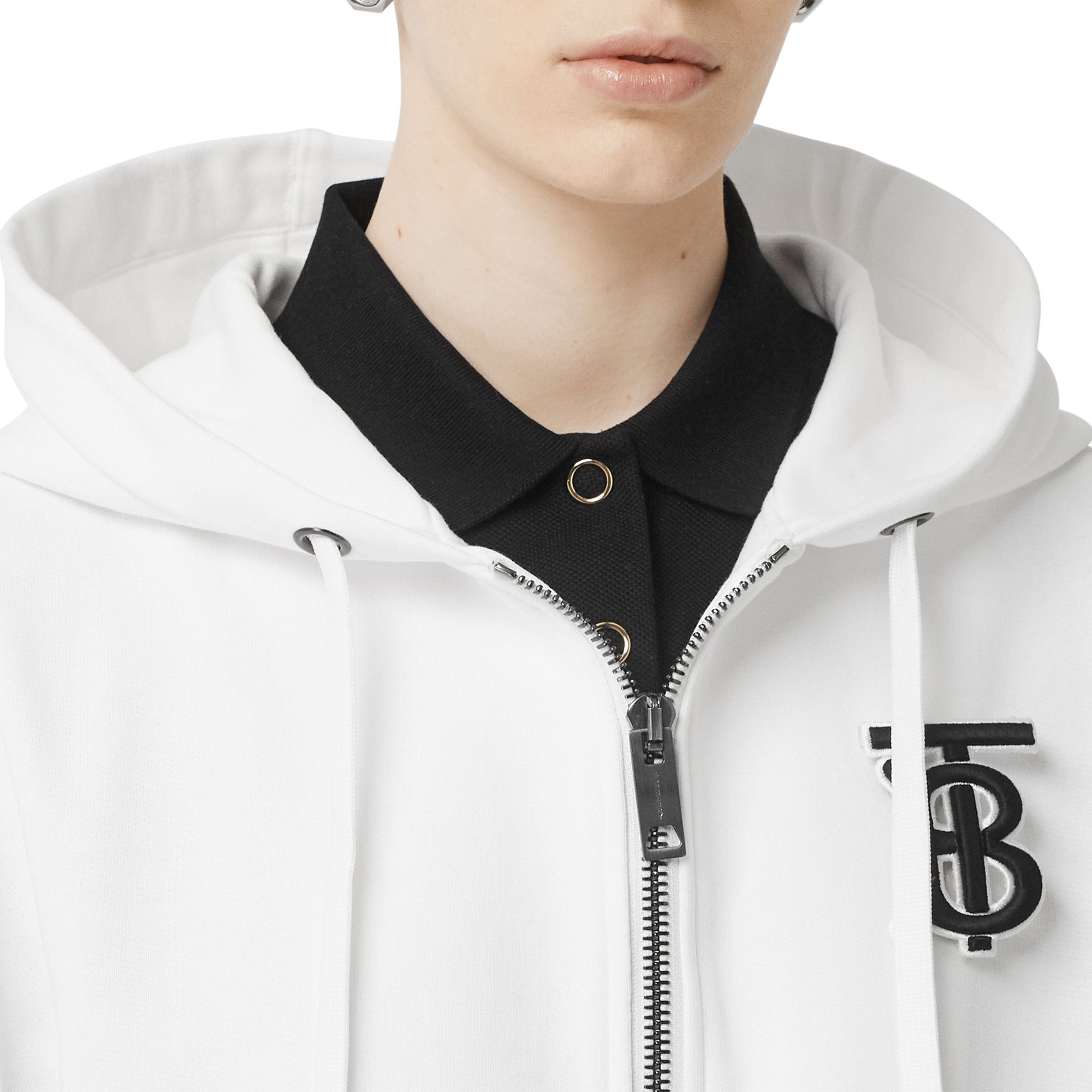 Haut à capuche oversize en coton Monogram - White