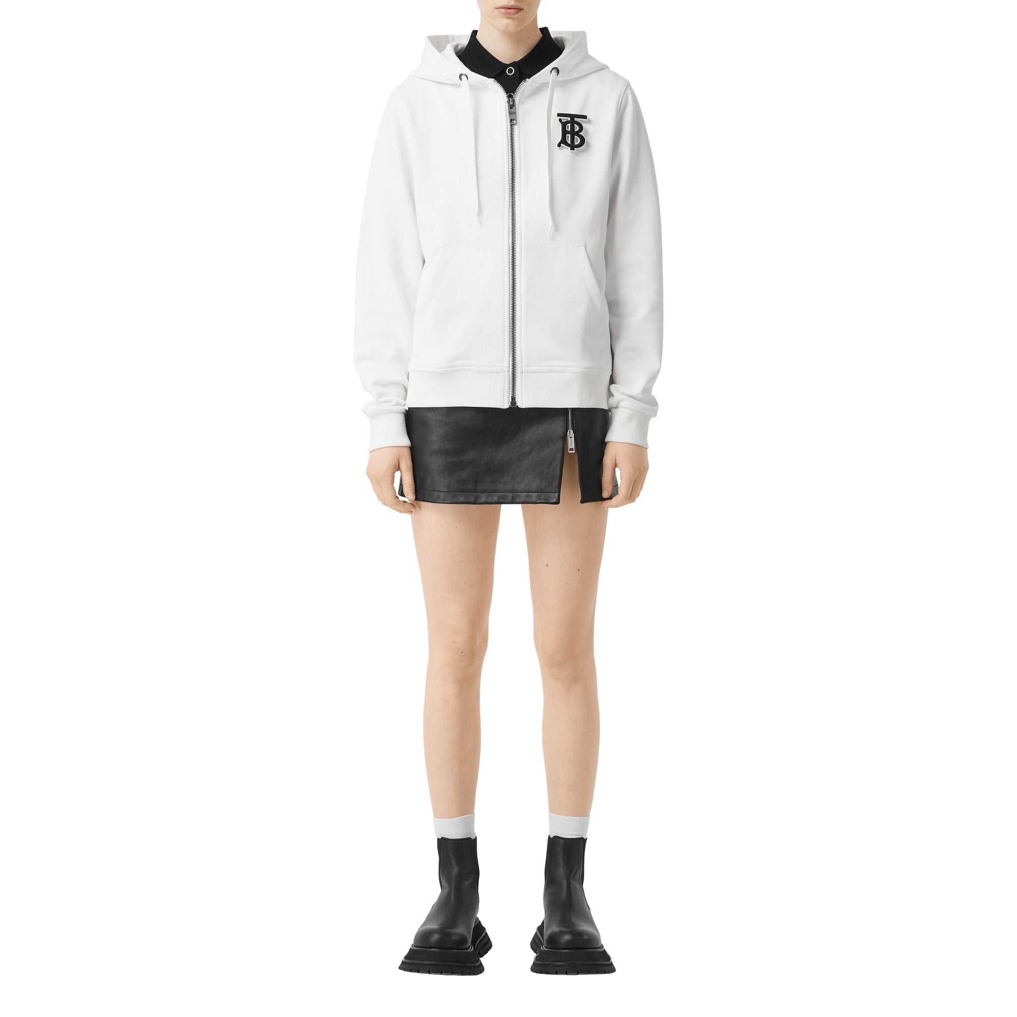 Haut à capuche oversize en coton Monogram - White