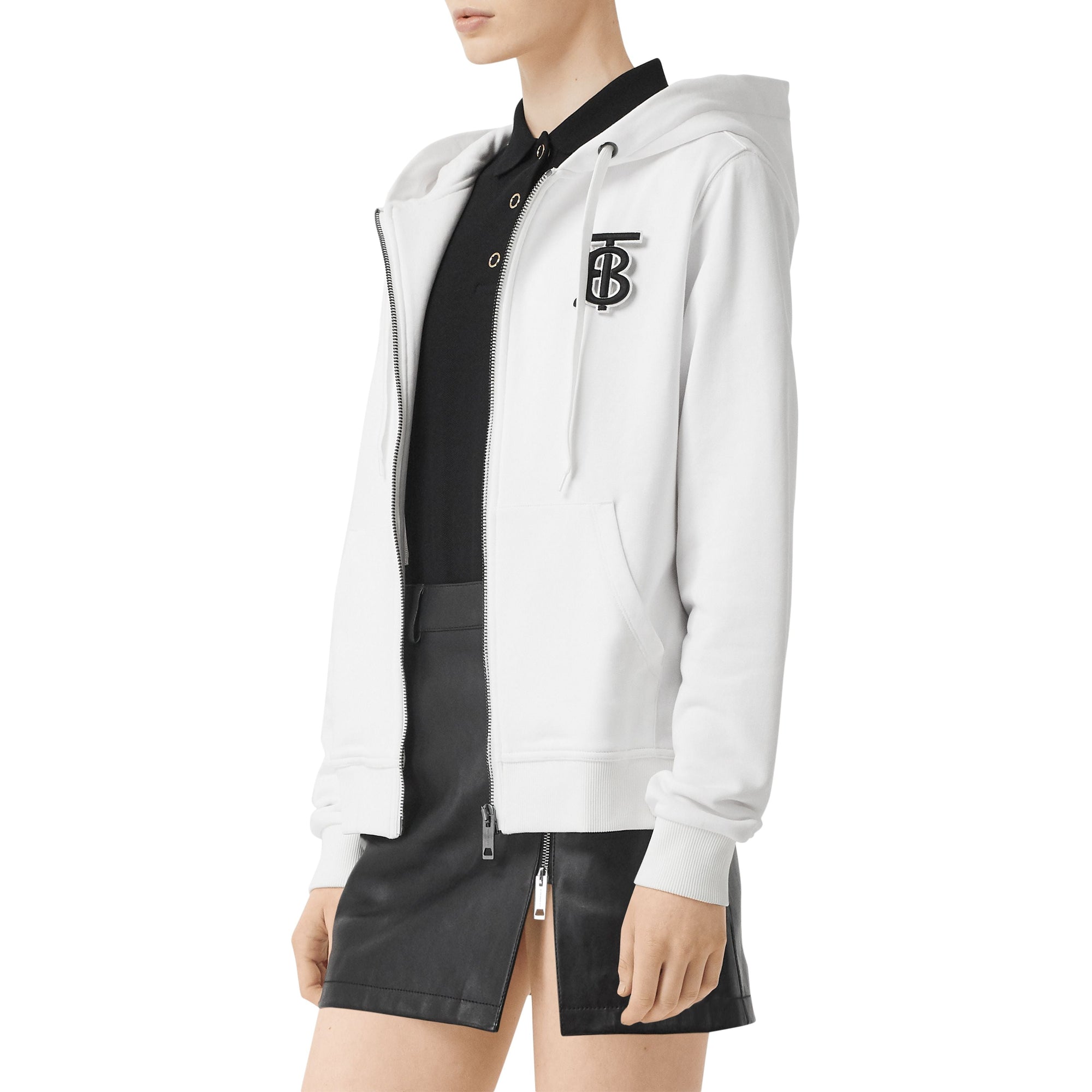 Haut à capuche oversize en coton Monogram - White