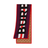 Écharpe en laine mérinos avec logo jacquard - Burgundy