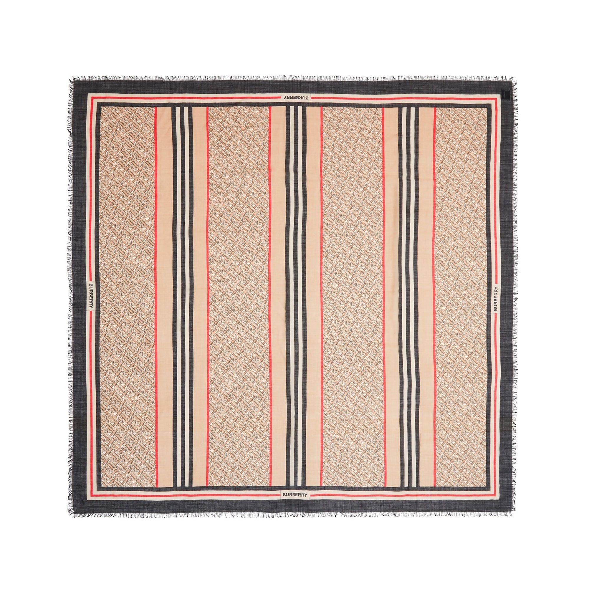 Écharpe en laine et soie à rayure - Beige d'archive