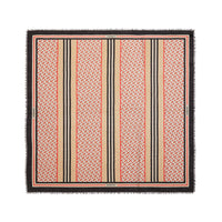 Grand carré en laine et soie à rayure - Beige d'archive