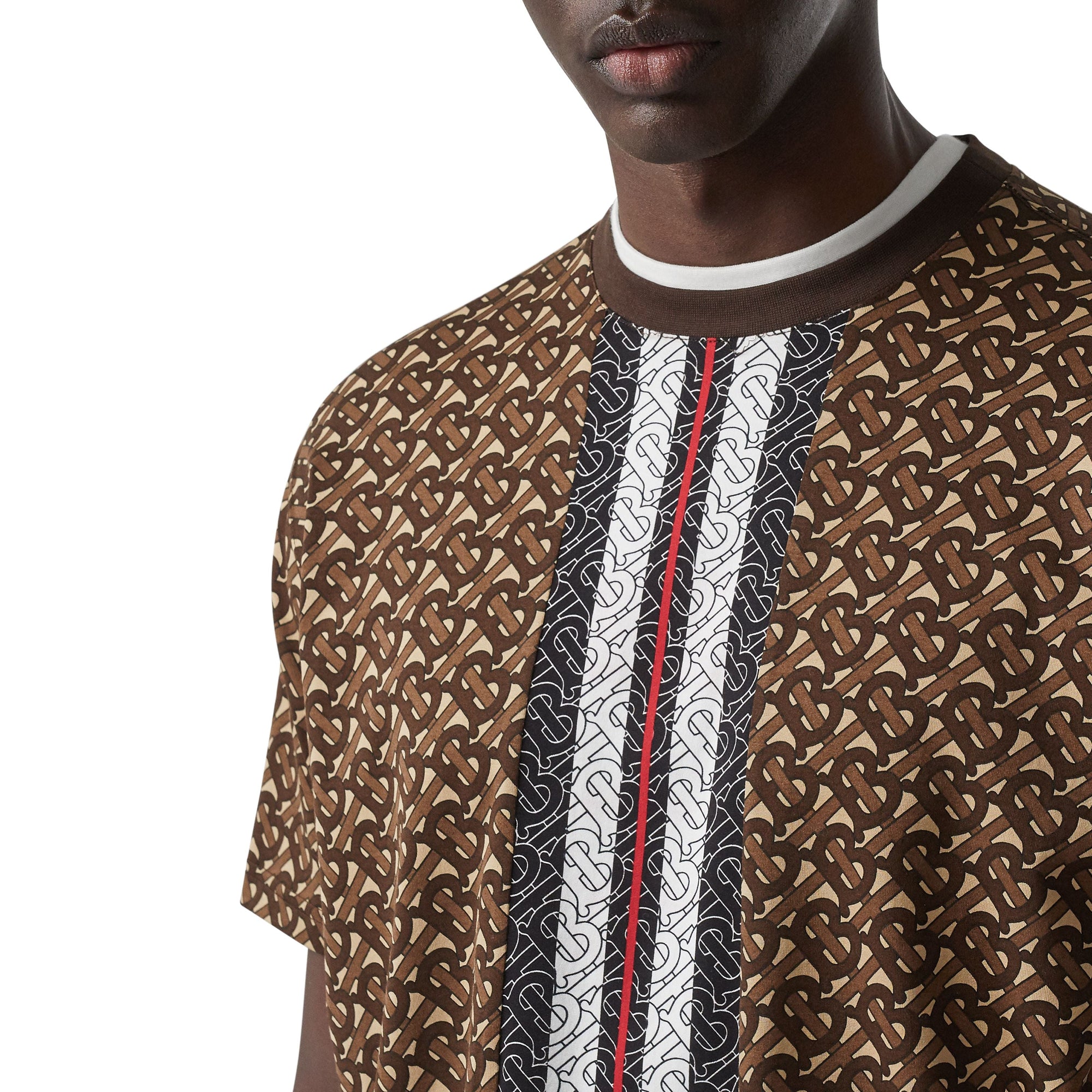 T-shirt Monogram en coton rayé - Bridle Brown