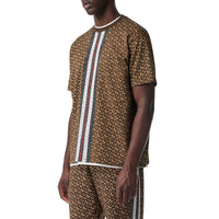 T-shirt Monogram en coton rayé - Bridle Brown