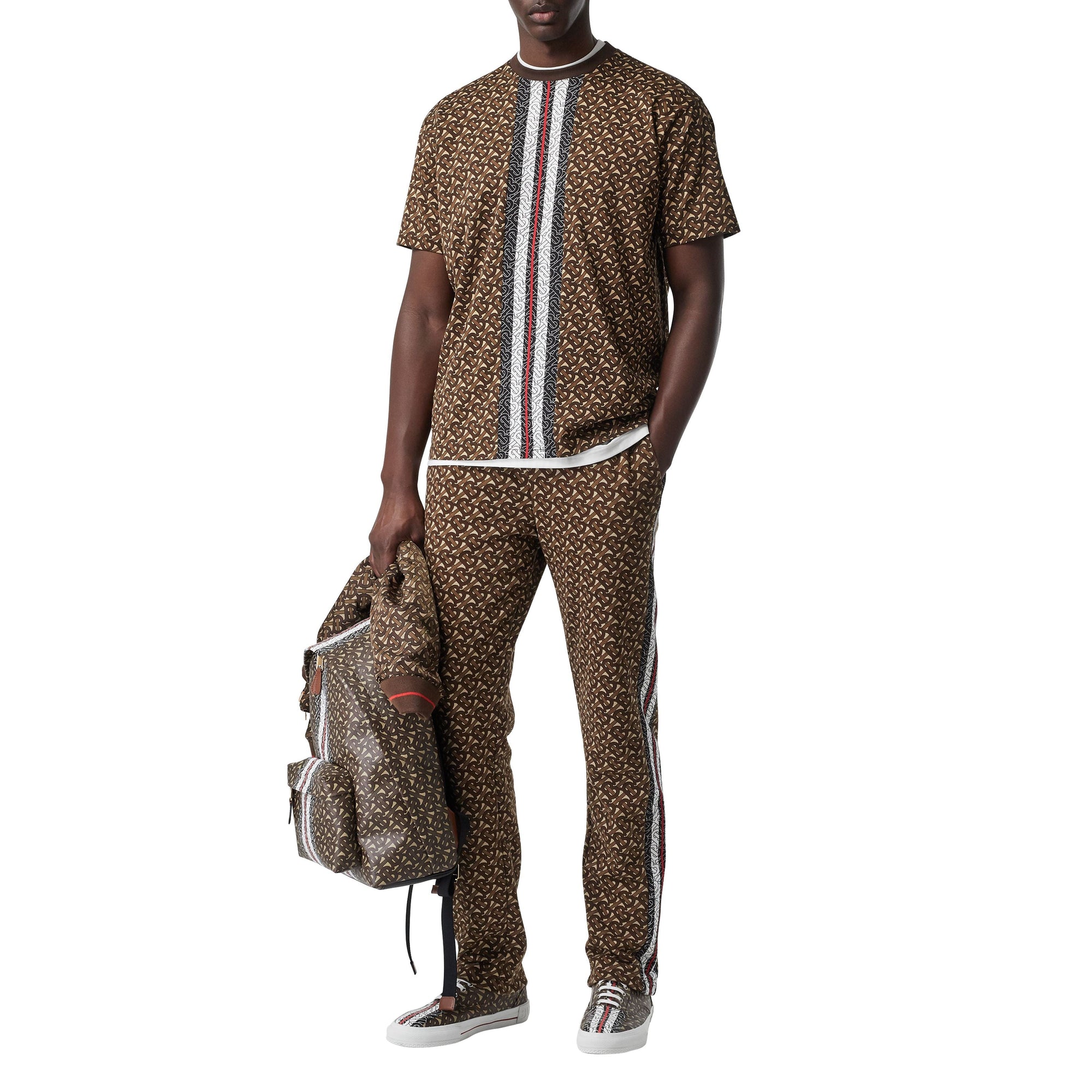 T-shirt Monogram en coton rayé - Bridle Brown