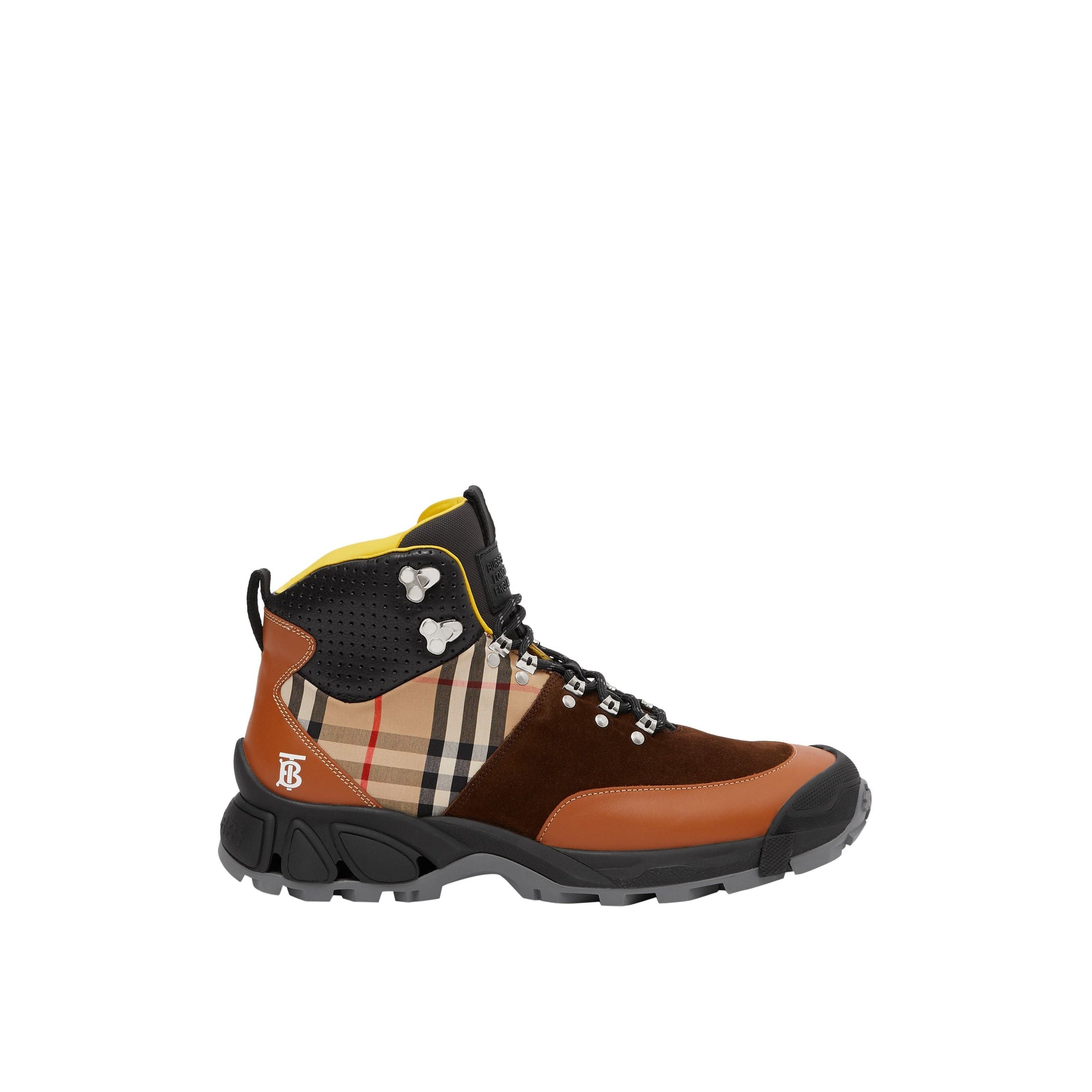 Bottines Tor en cuir coton Vintage Check et cuir velours - Tan Mix