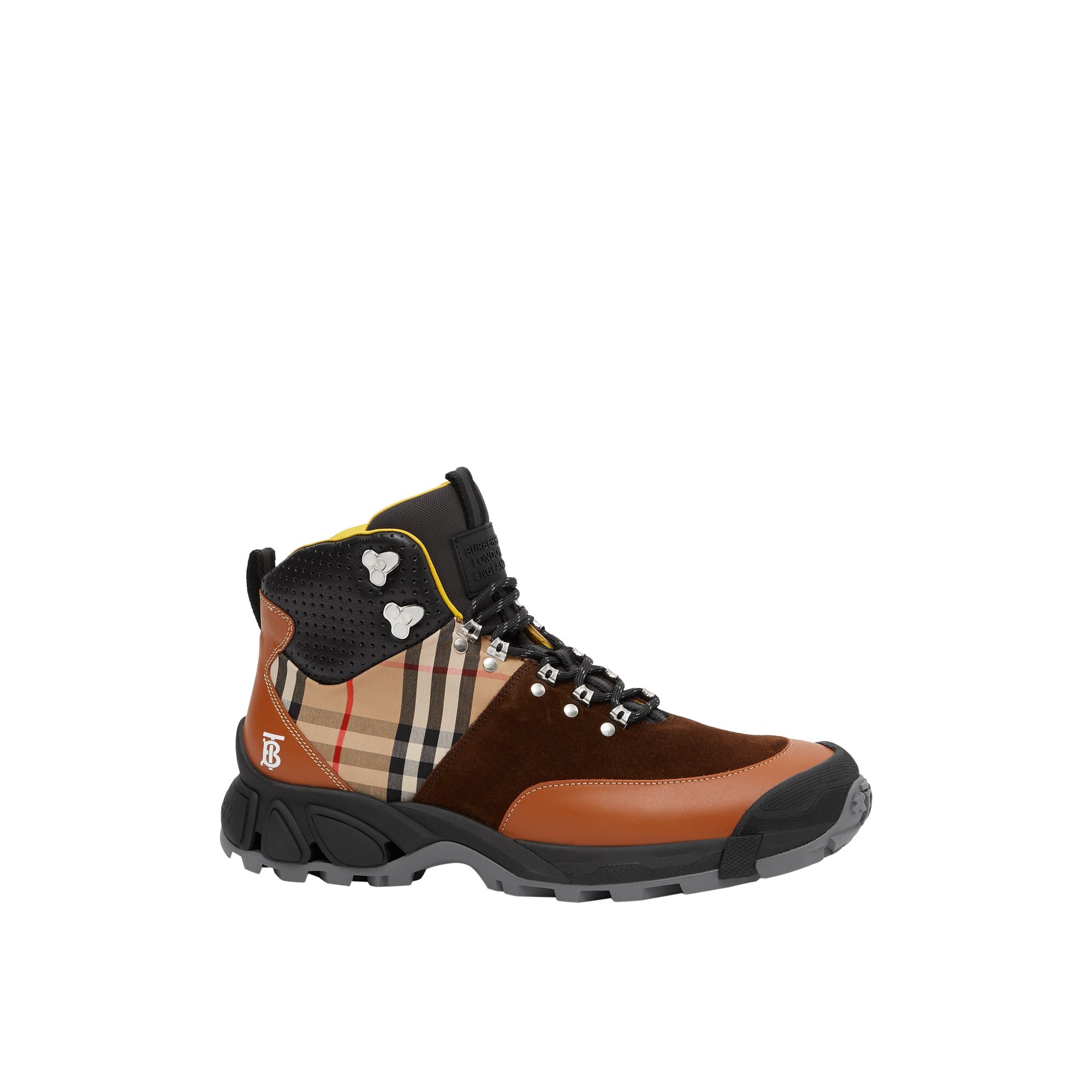 Bottines Tor en cuir coton Vintage Check et cuir velours - Tan Mix