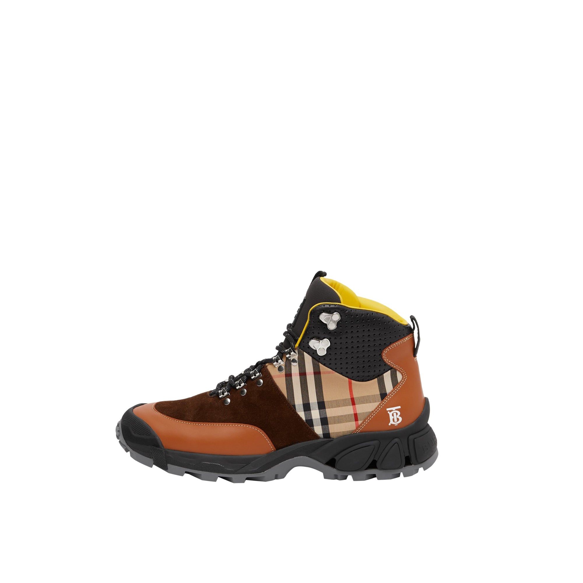 Bottines Tor en cuir coton Vintage Check et cuir velours - Tan Mix