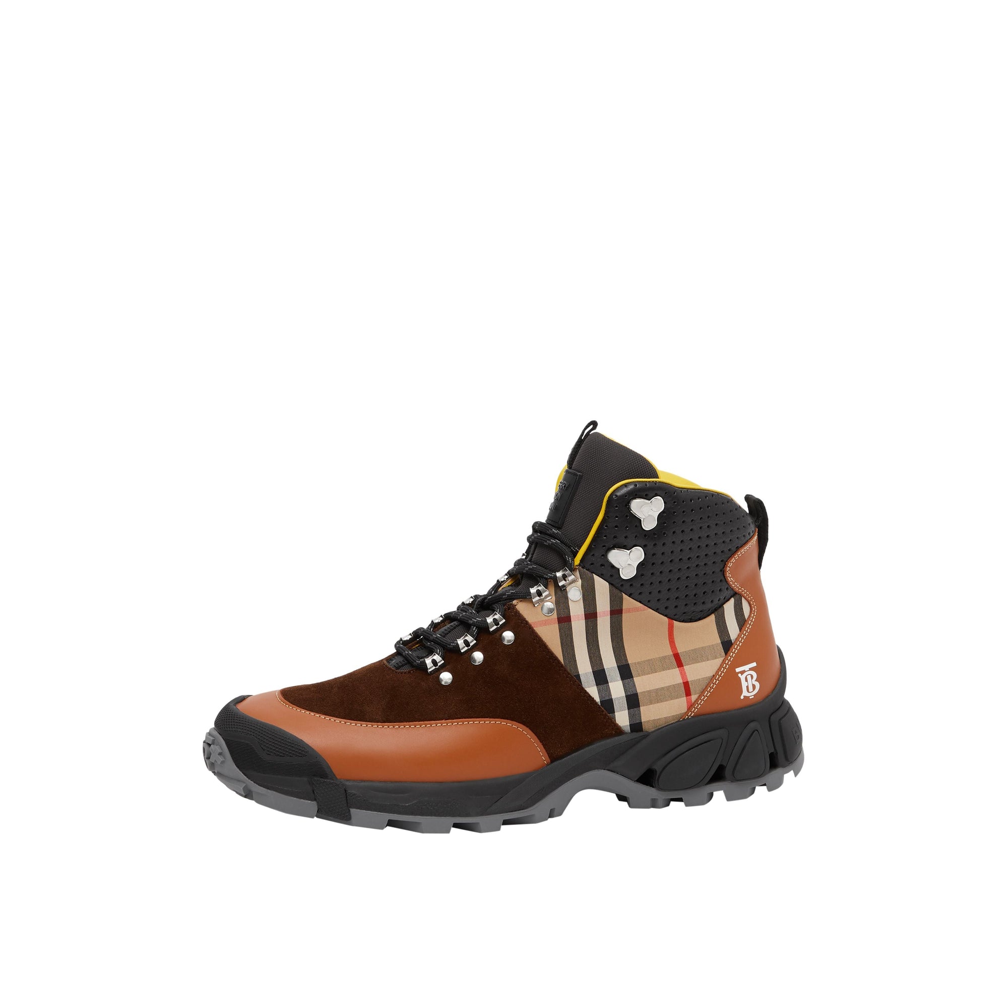 Bottines Tor en cuir coton Vintage Check et cuir velours - Tan Mix