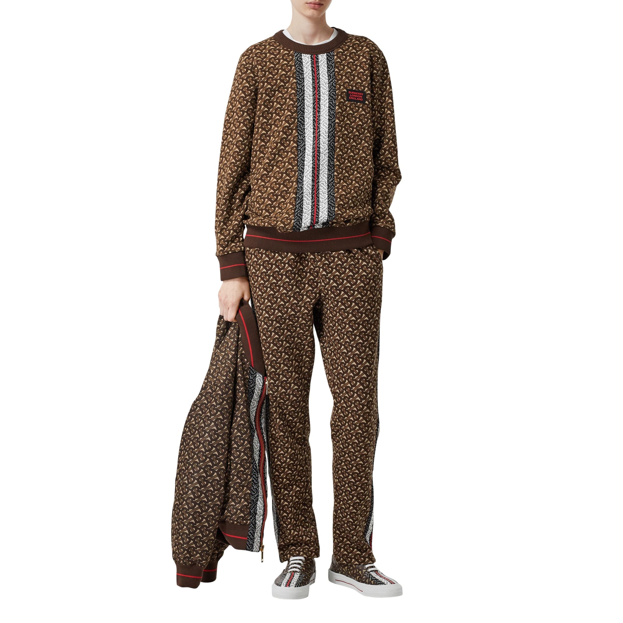 Sweat-shirt oversize en coton rayé Monogram - Bridle Brown