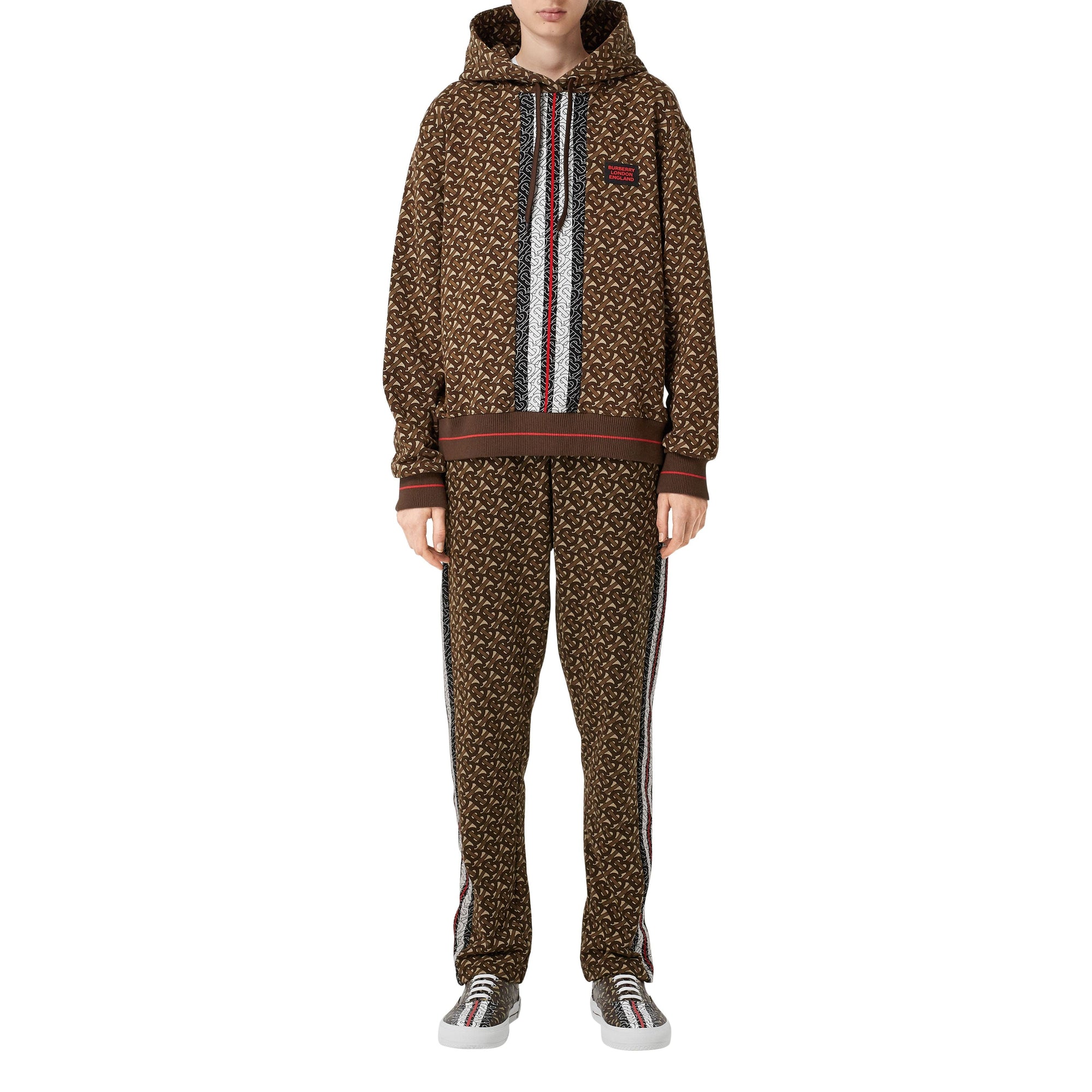 Pantalon de survêtement en coton rayé - Bridle Brown