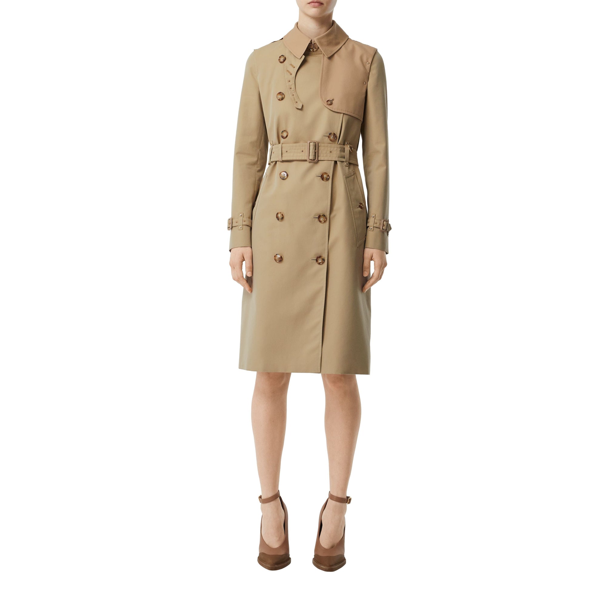 Trench en gabardine de coton bicolore - Honey