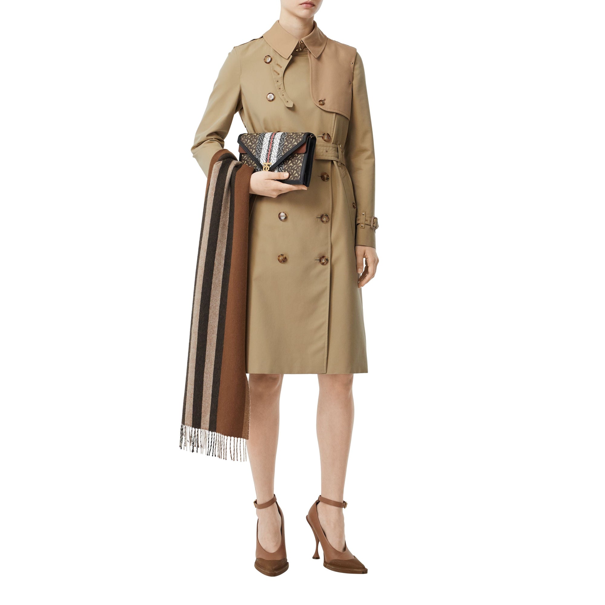 Trench en gabardine de coton bicolore - Honey