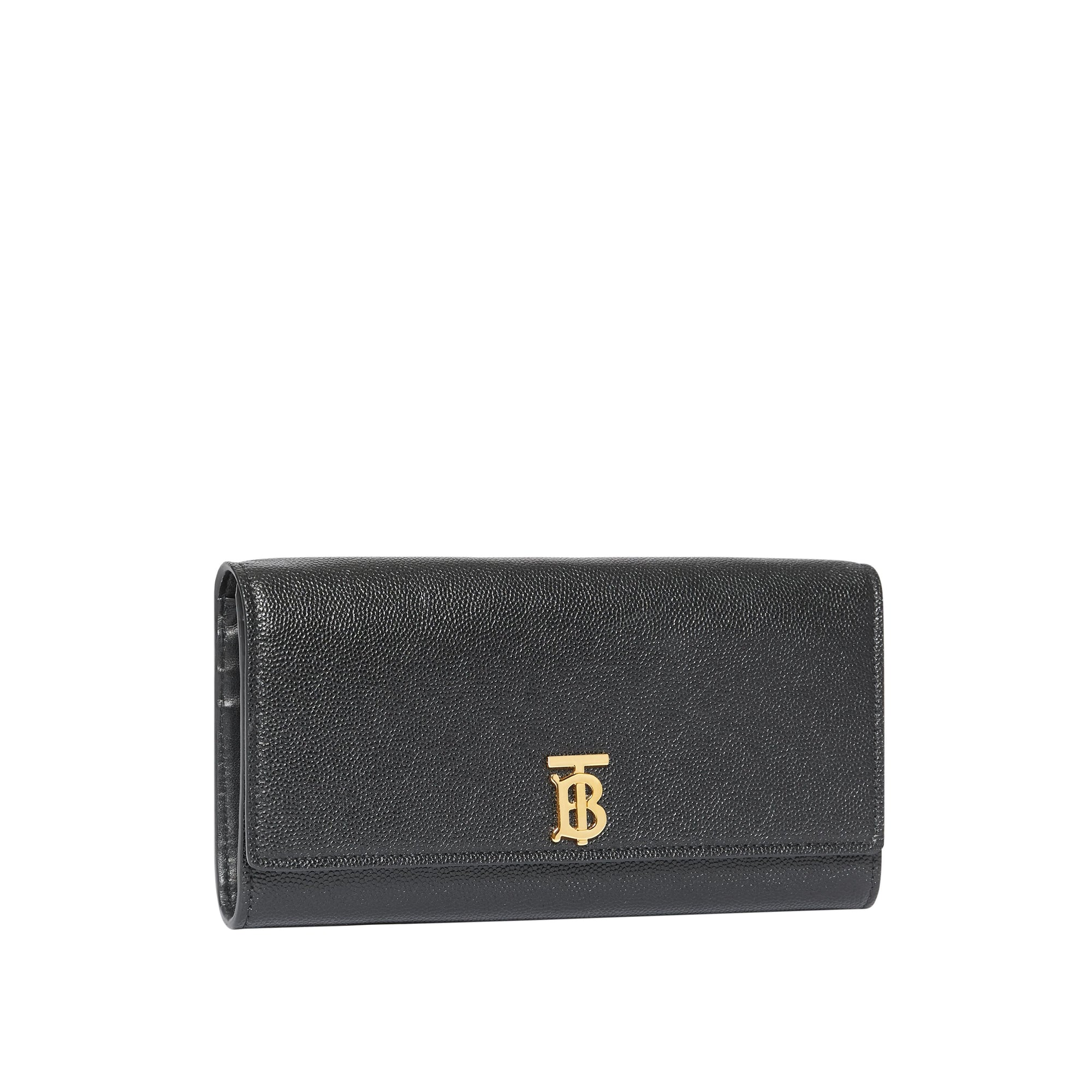 Portefeuille long en cuir grainé - Black