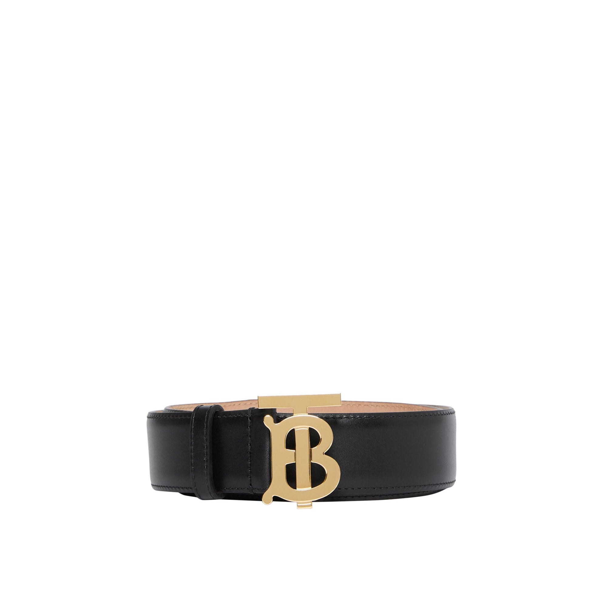 Ceinture en cuir Monogram épaisse - Black & Light Gold