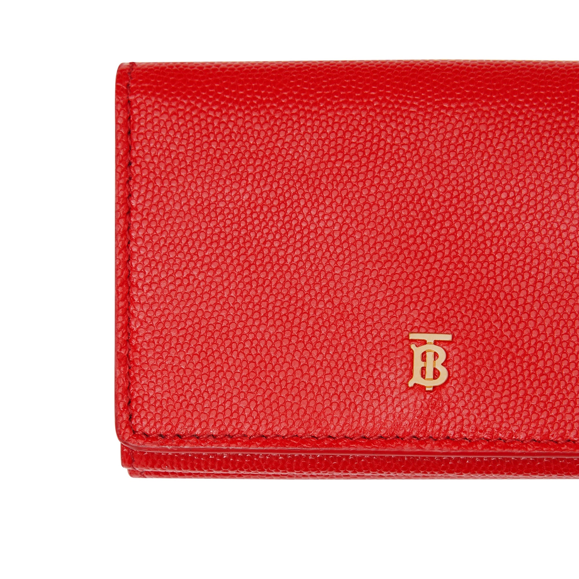 Petit portefeuille à rabat en cuir grainé - Bright Red