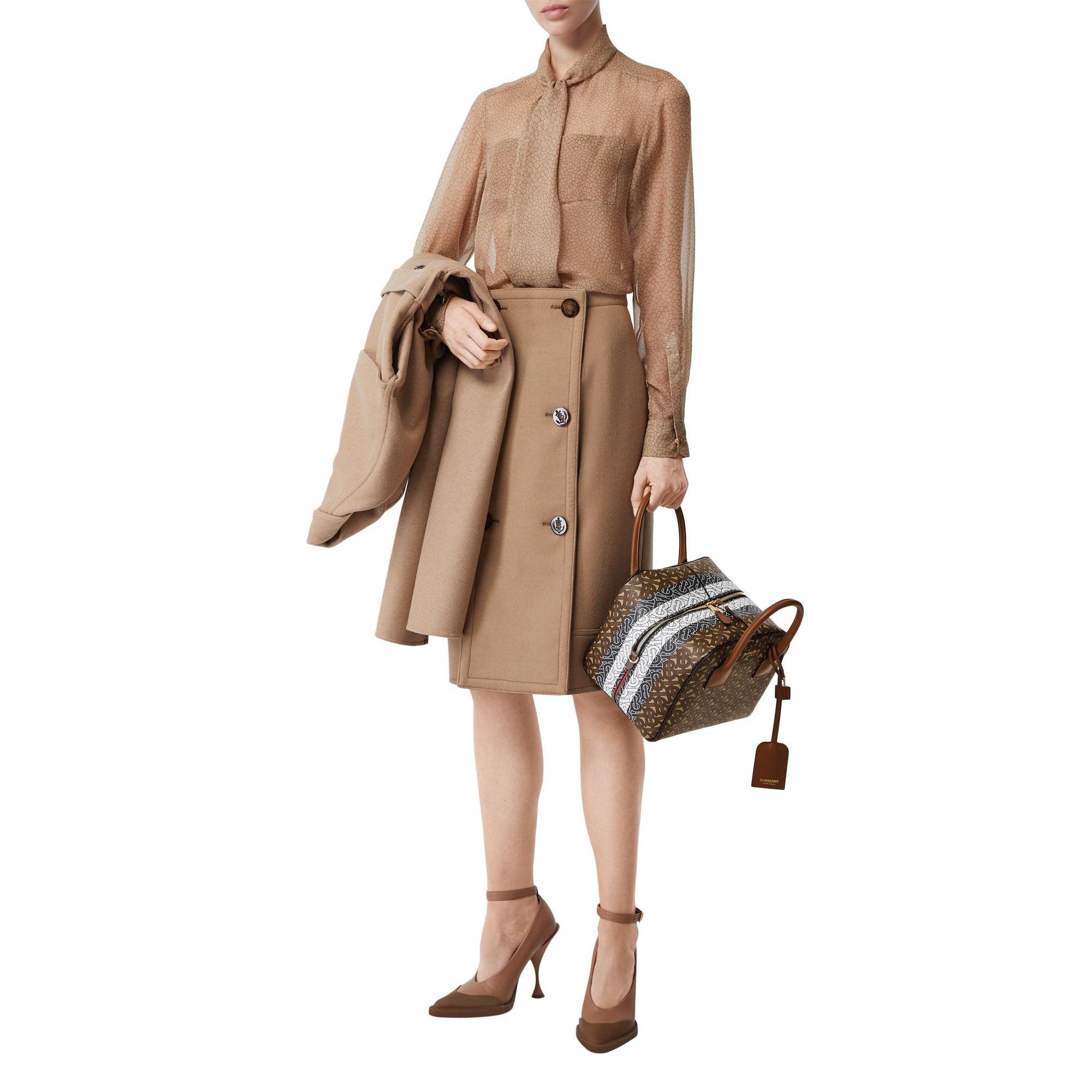 Petit sac Cube en toile écologique rayé Monogram - Bridle Brown