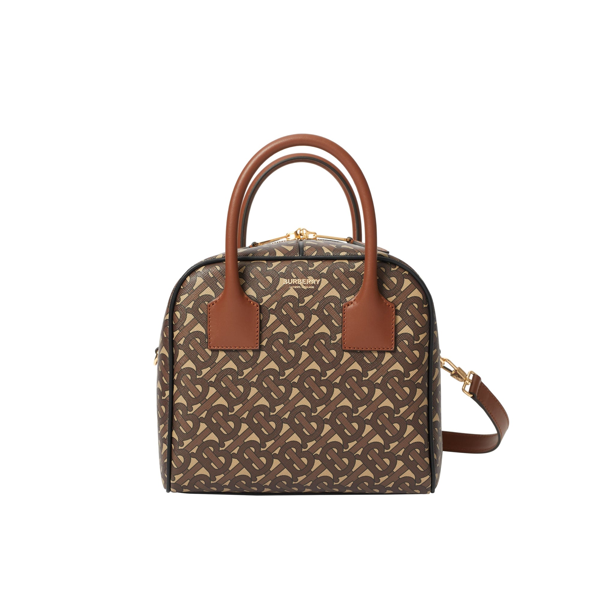 Petit sac Cube en toile écologique rayé Monogram - Bridle Brown