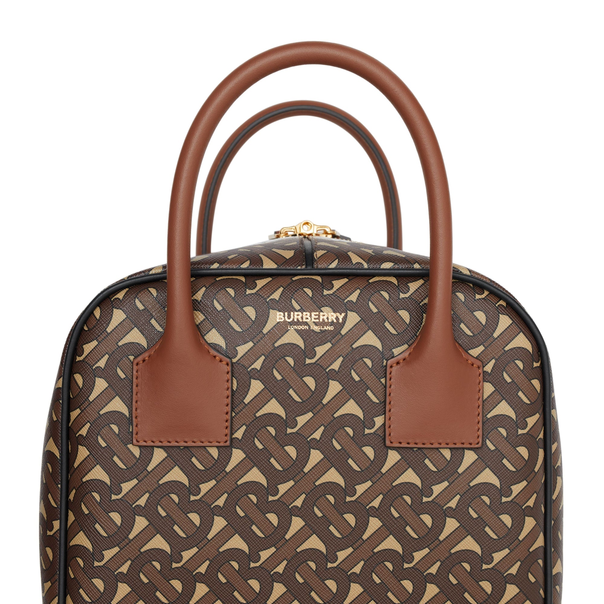 Petit sac Cube en toile écologique rayé Monogram - Bridle Brown