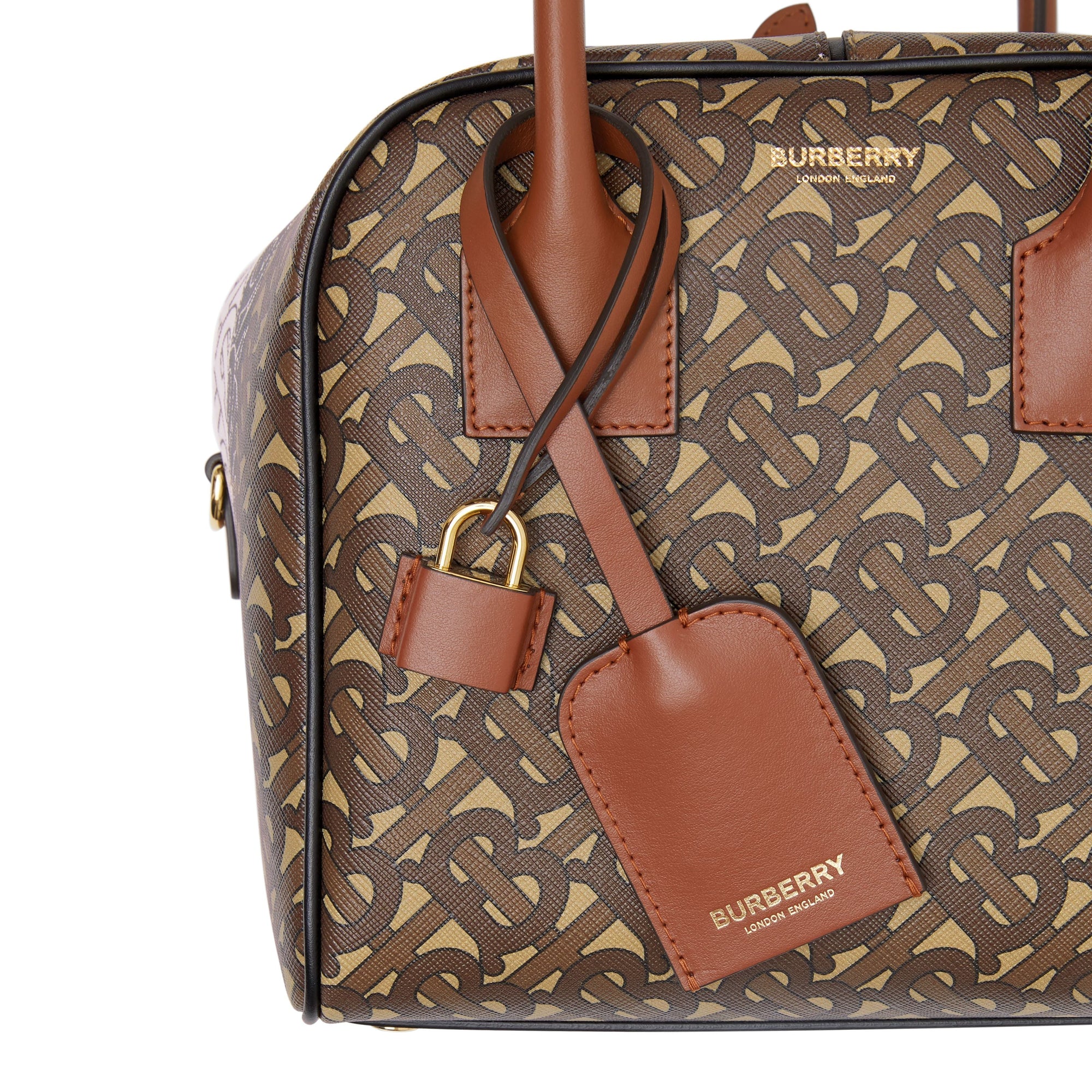 Petit sac Cube en toile écologique rayé Monogram - Bridle Brown