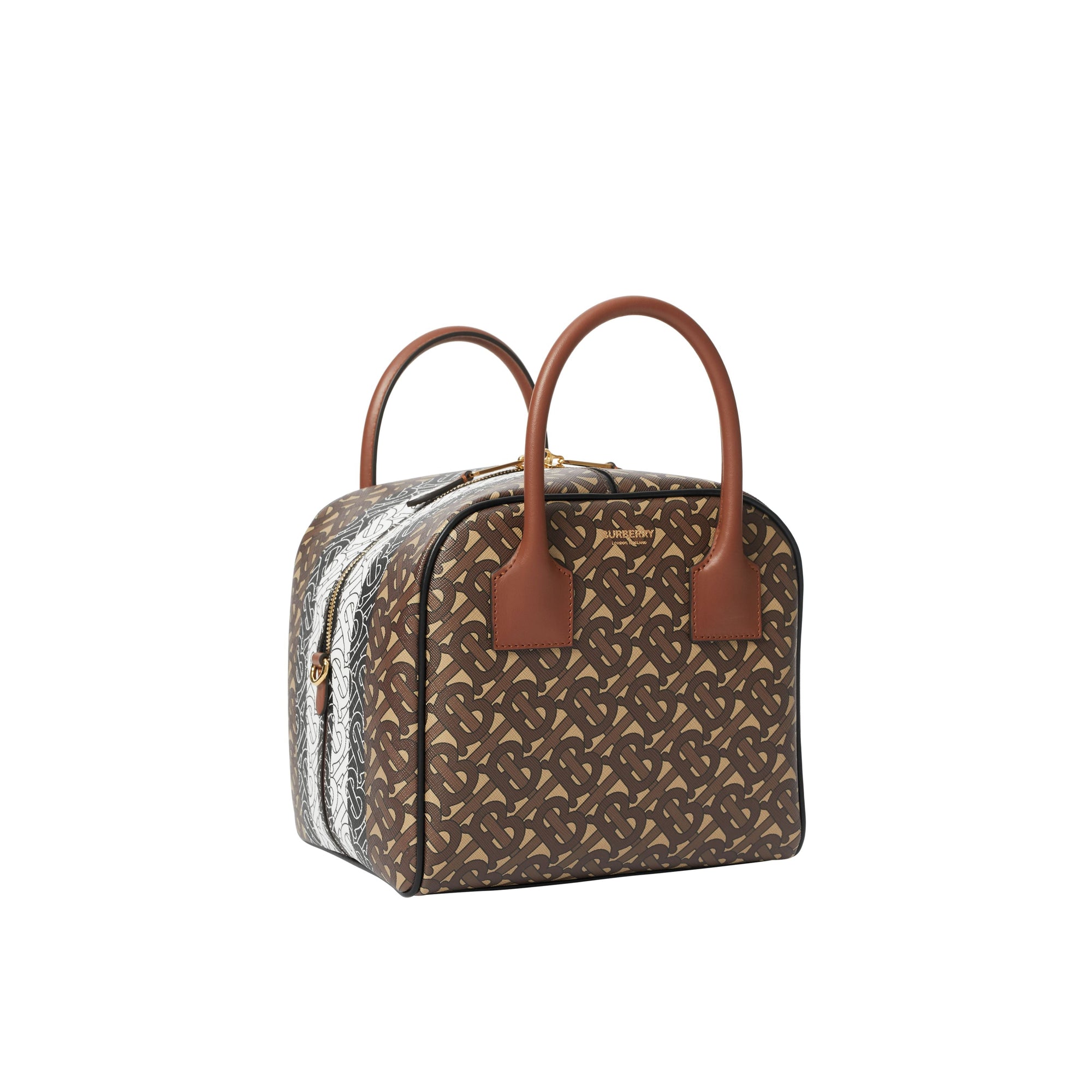 Petit sac Cube en toile écologique rayé Monogram - Bridle Brown