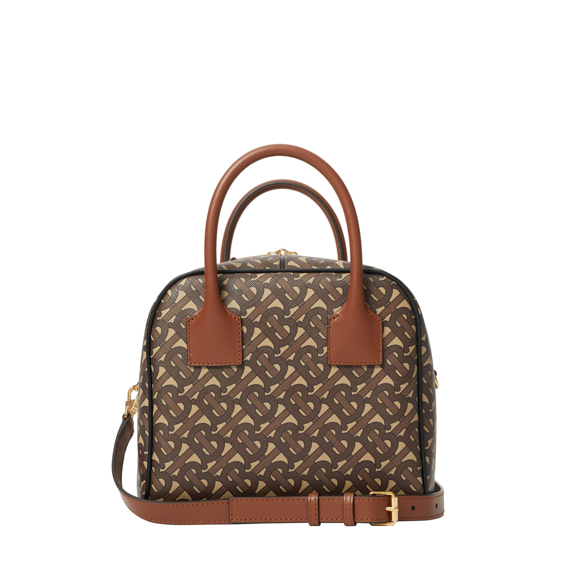 Petit sac Cube en toile écologique rayé Monogram - Bridle Brown
