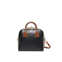 Sac Cube moyen en cuir et Vintage Check - Archive Beige