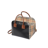 Sac Cube moyen en cuir et Vintage Check - Archive Beige