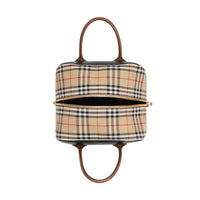 Sac Cube moyen en cuir et Vintage Check - Archive Beige