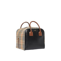 Sac Cube moyen en cuir et Vintage Check - Archive Beige