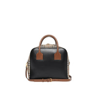 Sac Cube moyen en cuir et Vintage Check - Archive Beige