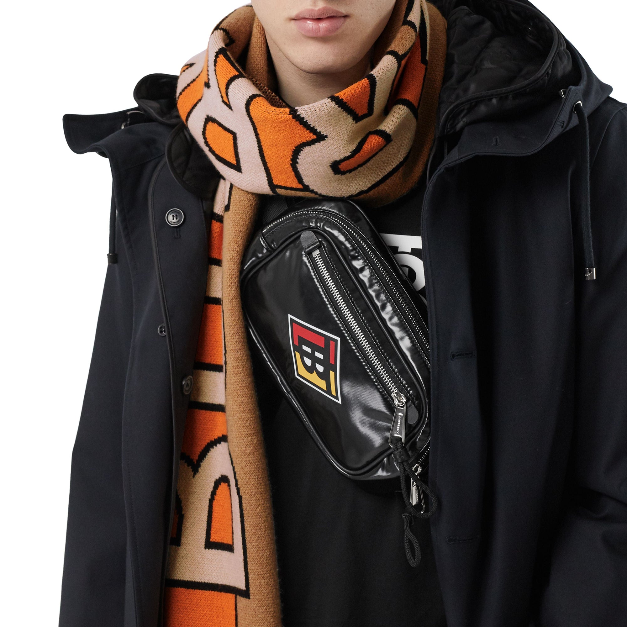 Écharpe en jacquard de cachemire avec logo - Warm Camel