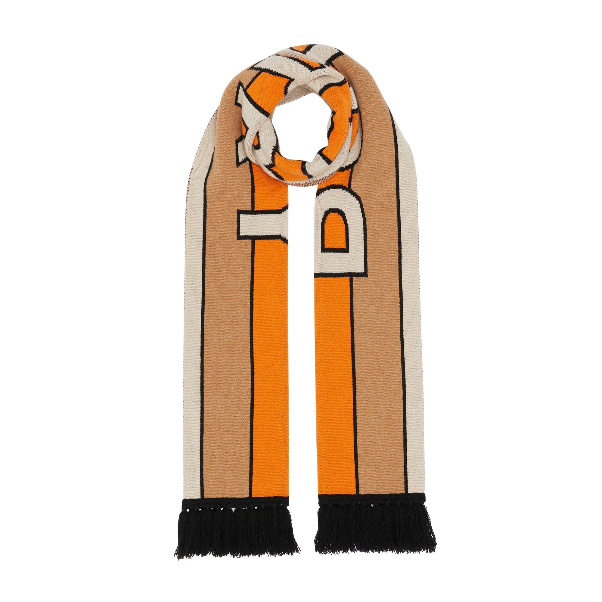 Écharpe en jacquard de cachemire avec logo - Warm Camel