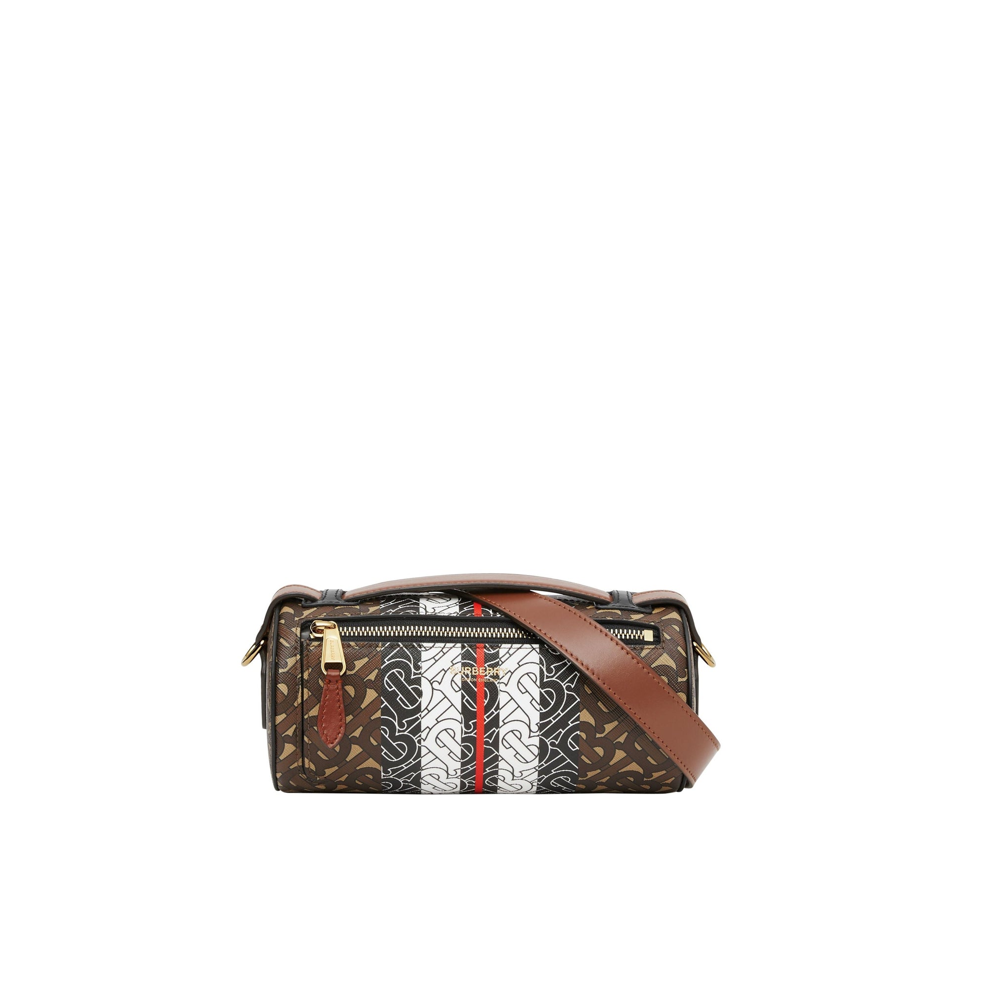 Sac The Barrel en cuir et tissu à rayures - Bridle Brown