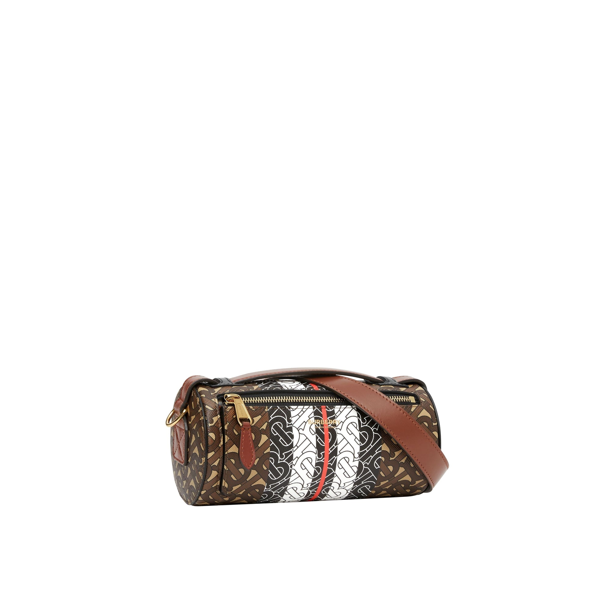 Sac The Barrel en cuir et tissu à rayures - Bridle Brown