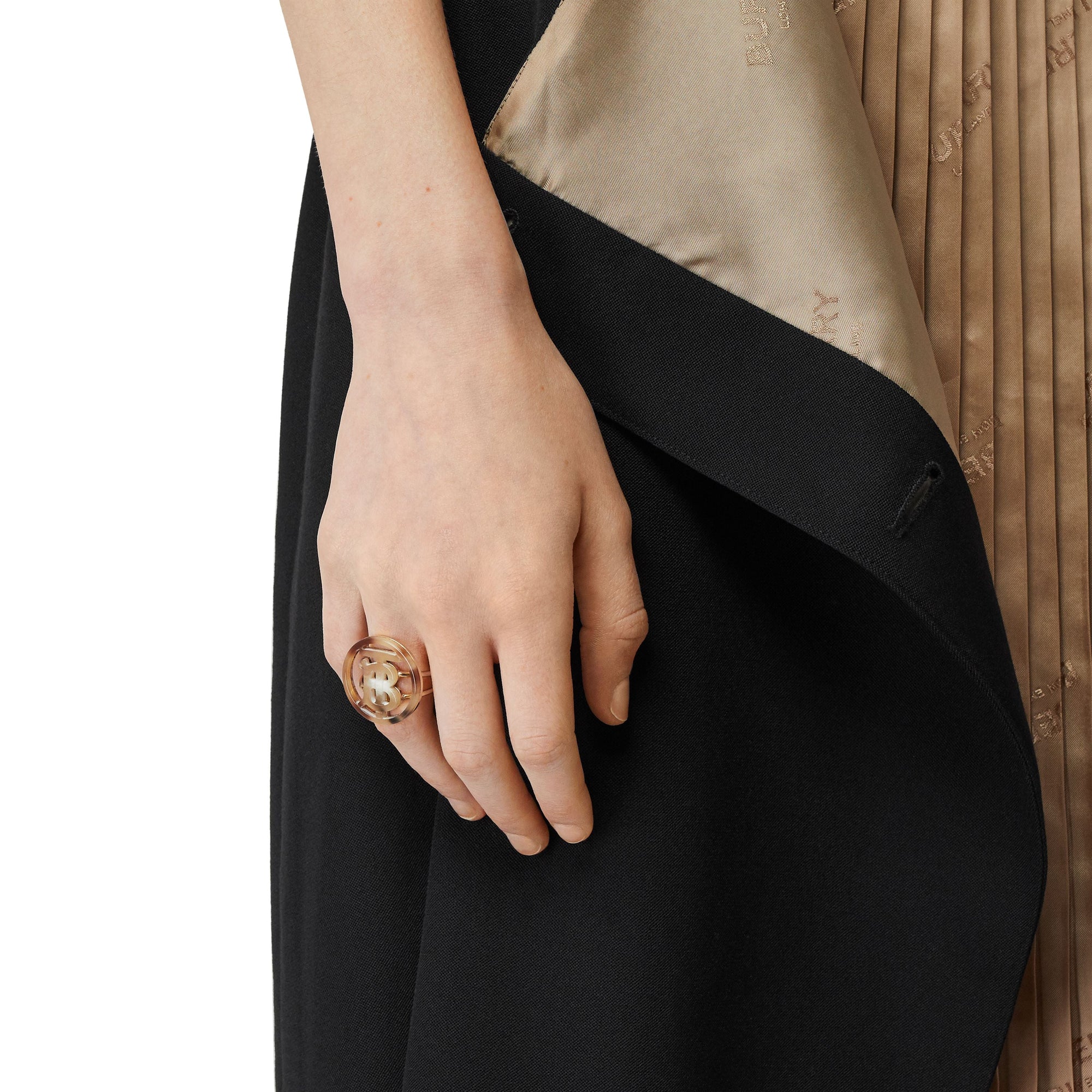 Bague en résine plaquée or Monogram - Light Gold & Horn