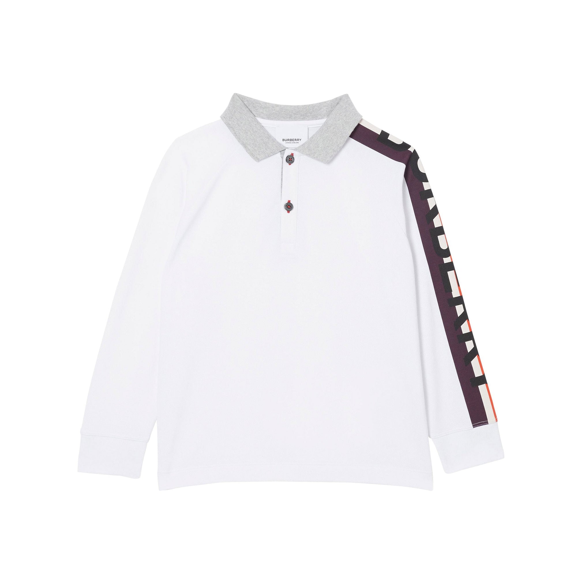 Polo enfant à manches longues en coton avec logo - White