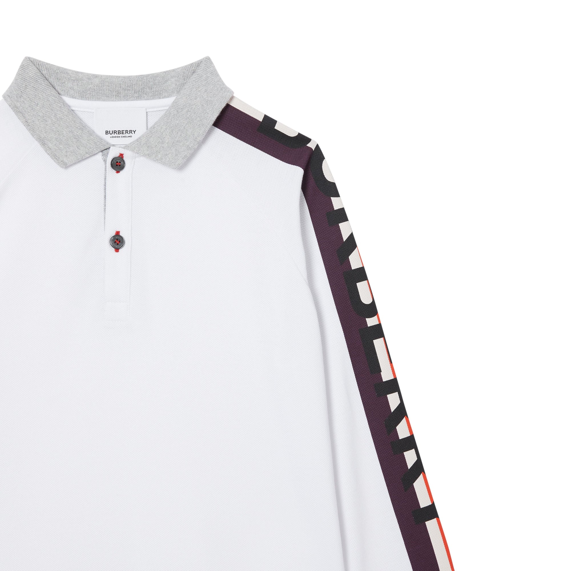 Polo enfant à manches longues en coton avec logo - White