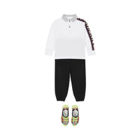 Polo enfant à manches longues en coton avec logo - White