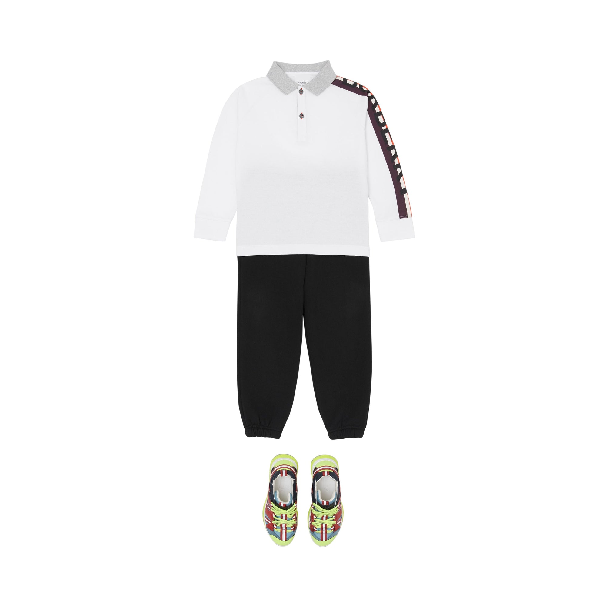 Polo enfant à manches longues en coton avec logo - White