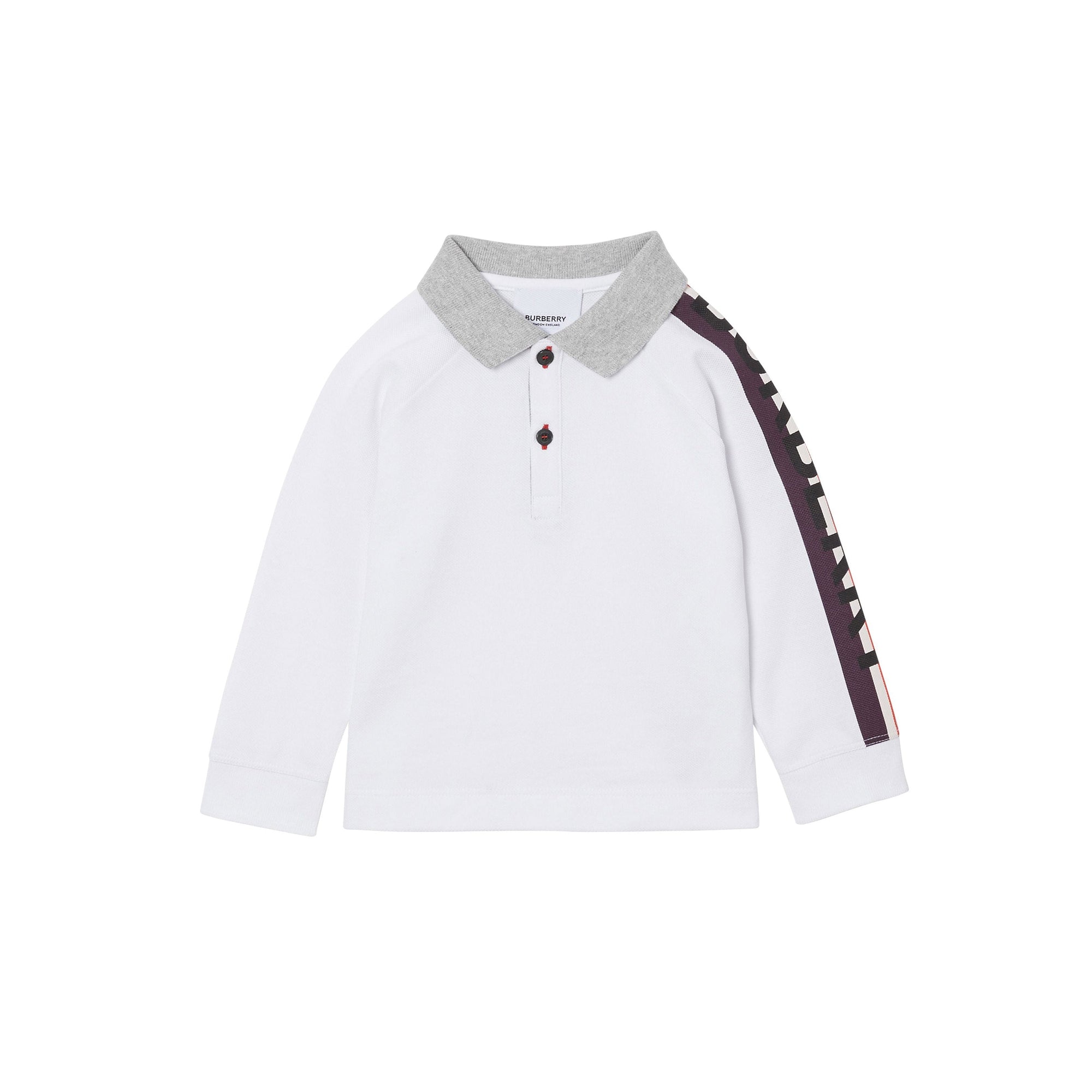 Polo bébé à manches longues en coton avec logo - White