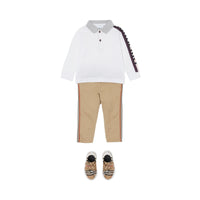 Polo bébé à manches longues en coton avec logo - White