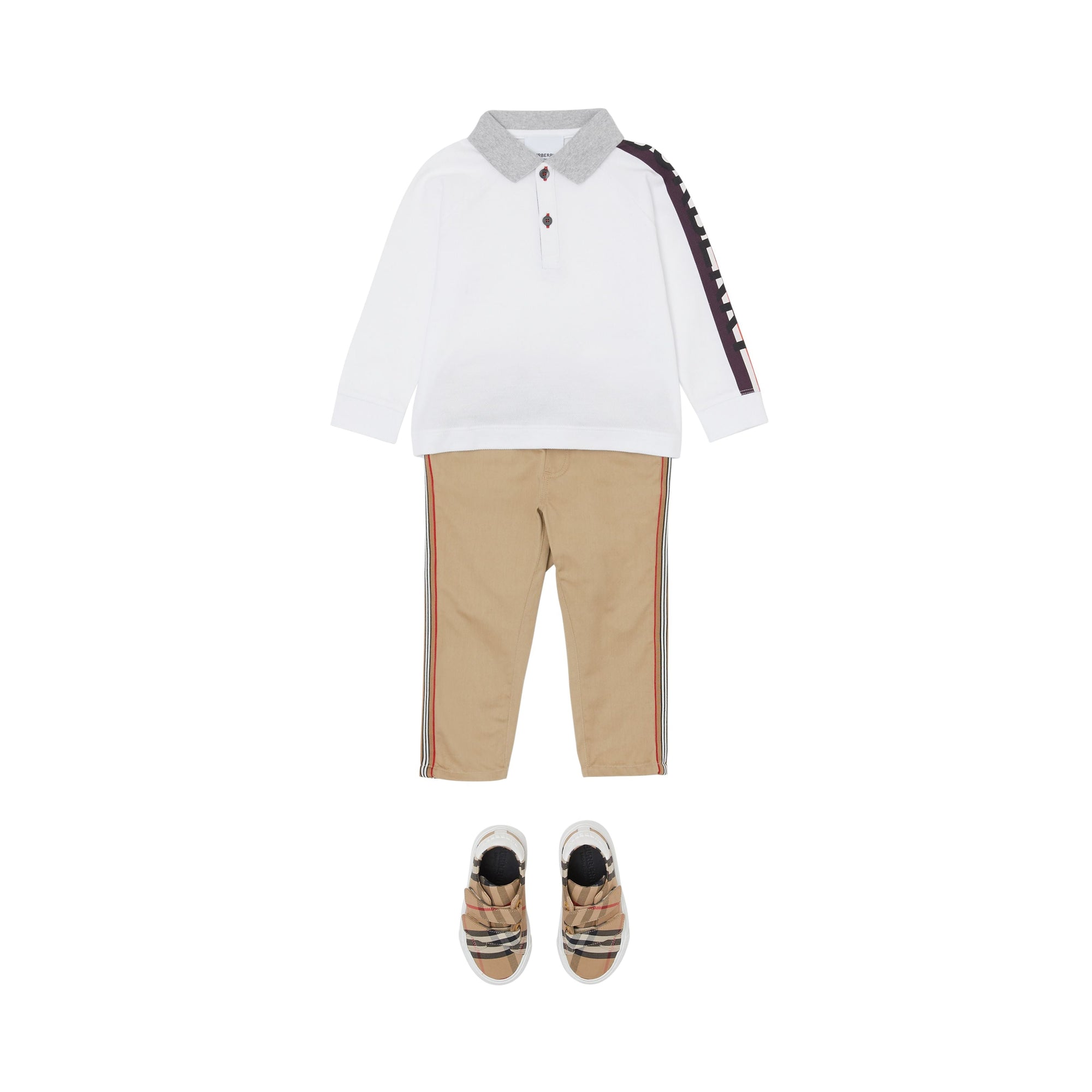 Polo bébé à manches longues en coton avec logo - White