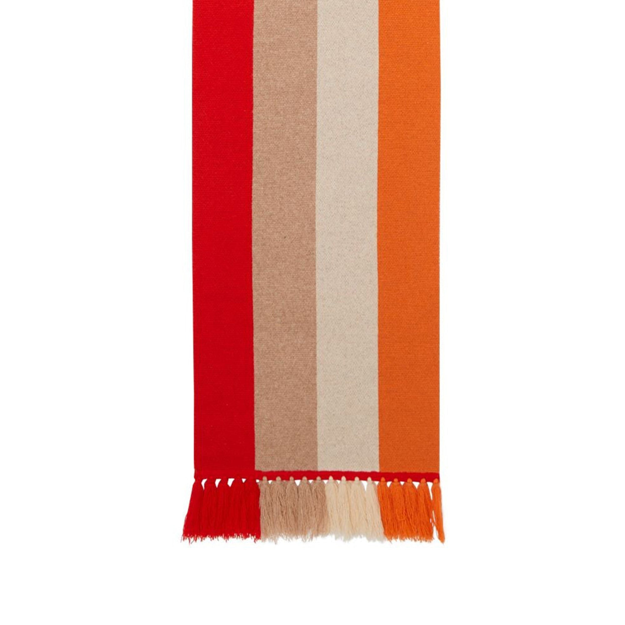 Écharpe en jacquard de cachemire à rayures et logo - Bright Orange