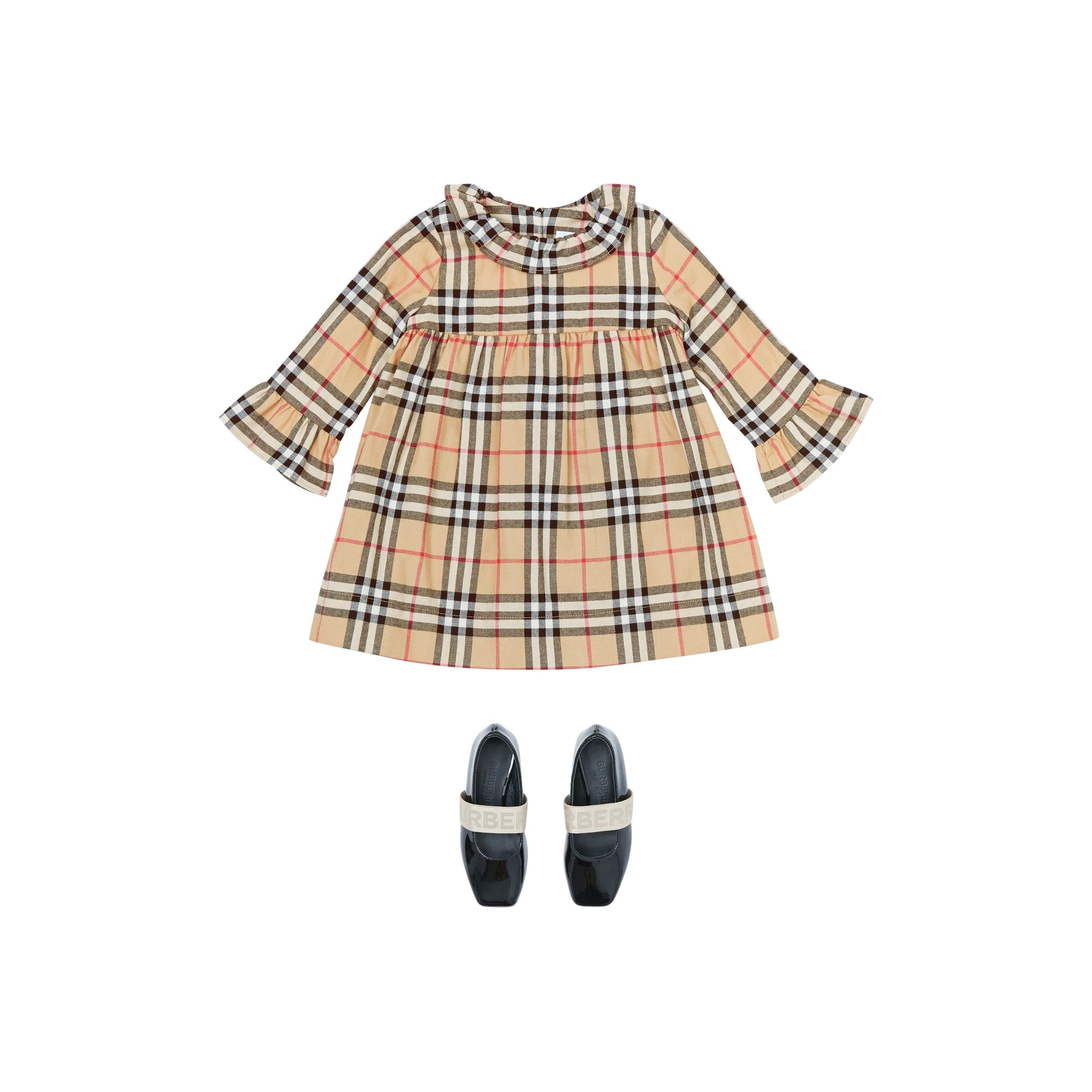 Robe à manches longues en flanelle de coton Vintage Check - Archive Beige Check