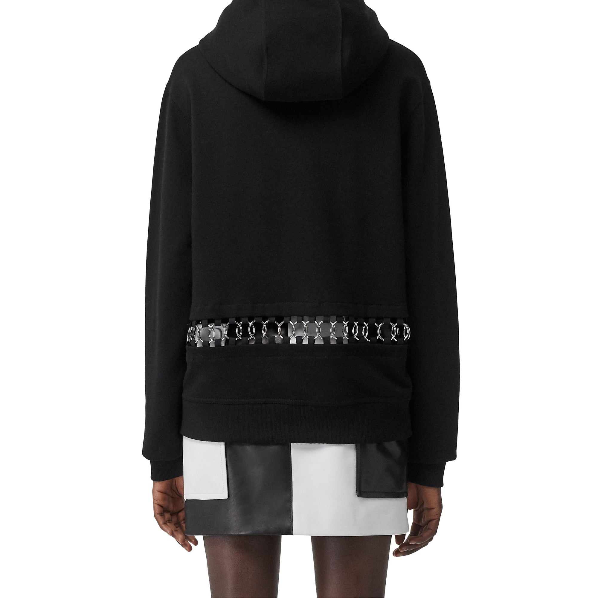 Sweat-shirt à capuche oversize en coton avec anneaux - Black