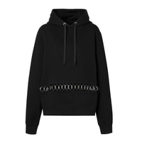 Sweat-shirt à capuche oversize en coton avec anneaux - Black