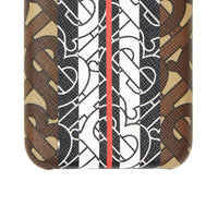 Coque pour iPhone X/XS en cuir et toile rayée - Bridle Brown